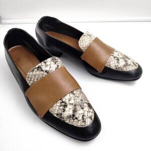 ATP Atelier Black and Tan Snake Loafers 36 5.5